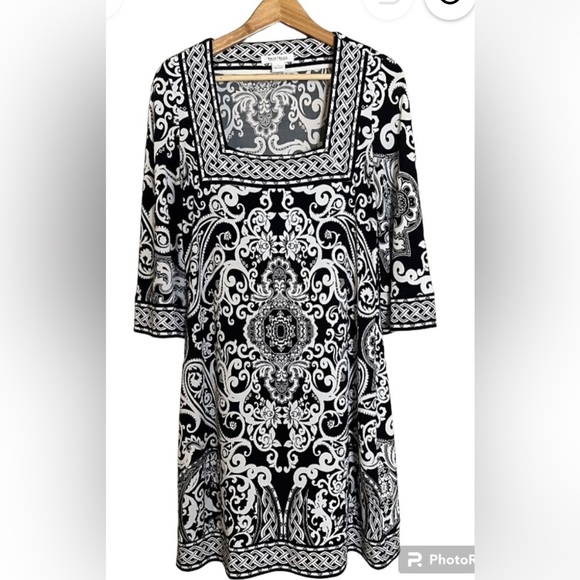 Black House White Market Boho Square Neck Bell Sleeves Shift Dress S to M - Picture 2 of 6